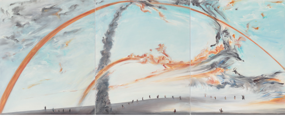 L'arche - triptyque - huile sur toile - 73x180 cm - 2008